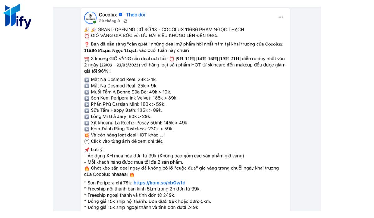 mau content khai truong cua hang my pham